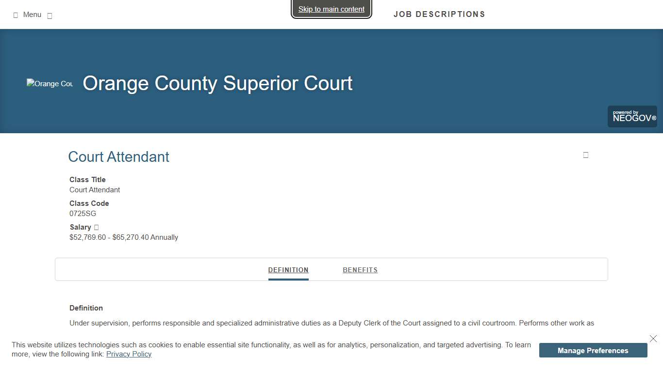 Job Descriptions Orange County Superior Court
