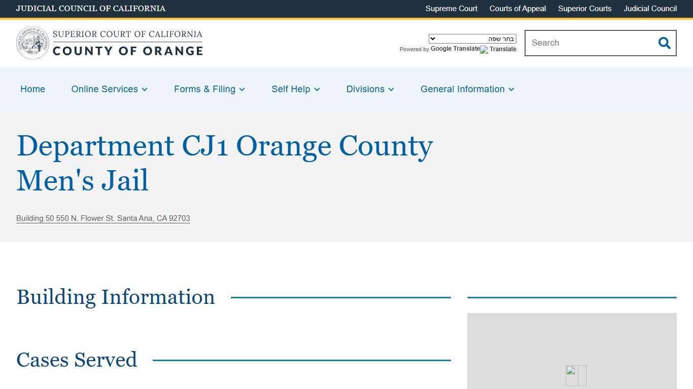 Department CJ1 Orange County Men's Jail Superior Court of California County of Orange